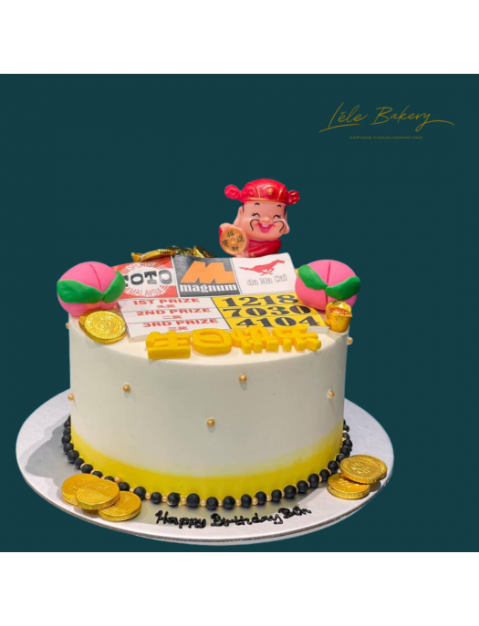Lottery Longevity Peaches with Gold Coin Cake | Celebrate